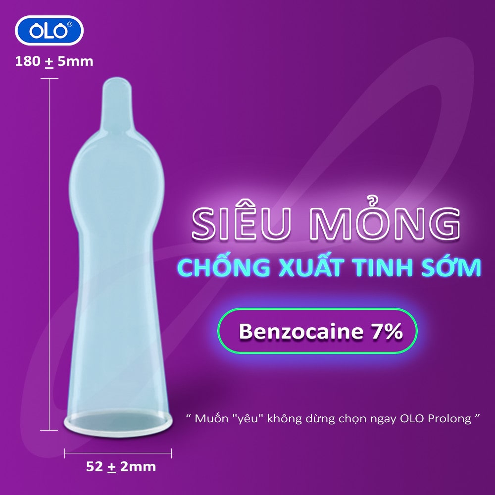 Bao Cao Su Olo Prolong Hộp 10 Cái Siêu Lâu Ra Size 52mm Hương Vani